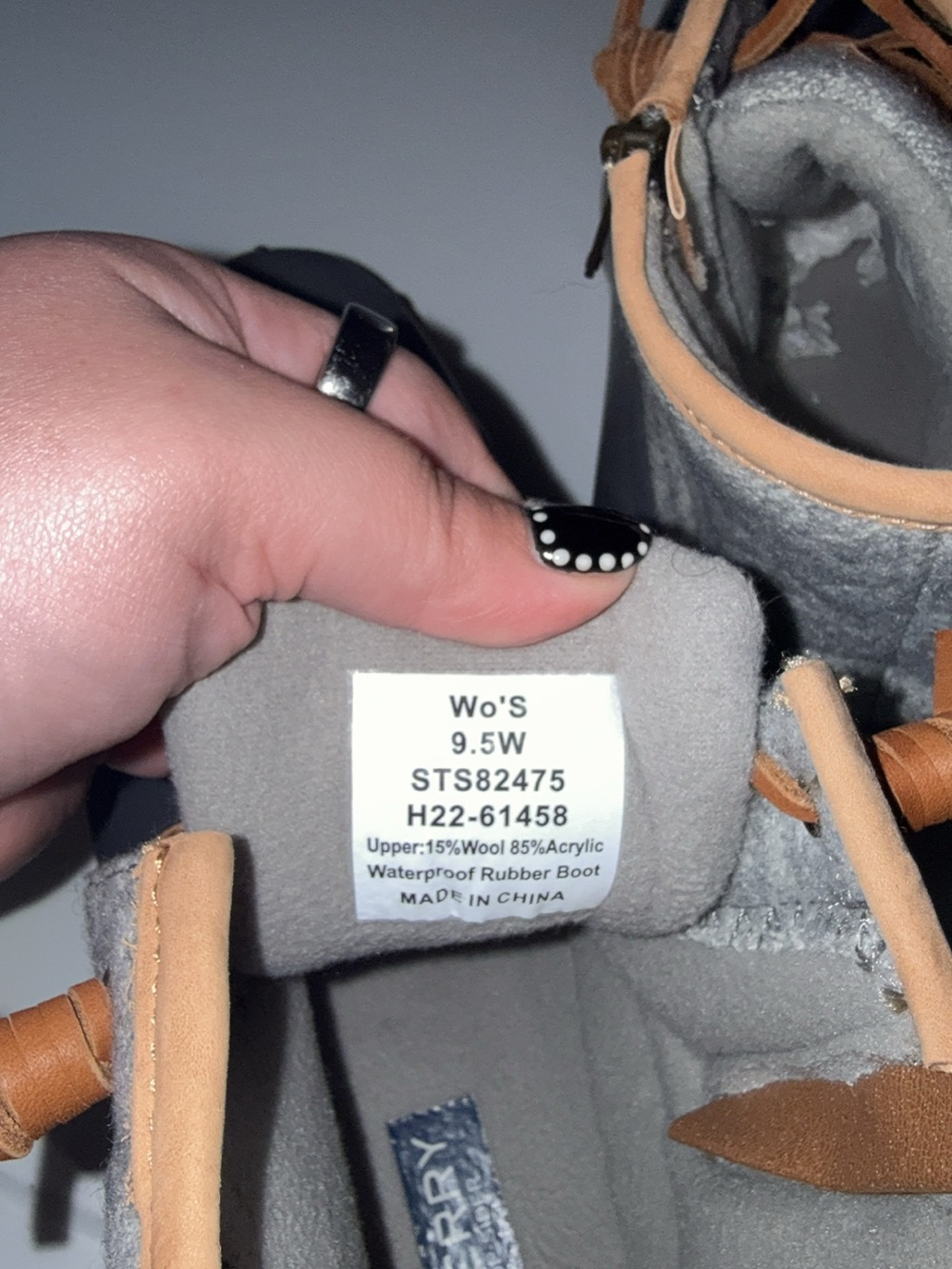 Brand NWOT Sperry Gray Duck Boots with Tan Laces - Picture 4 of 4